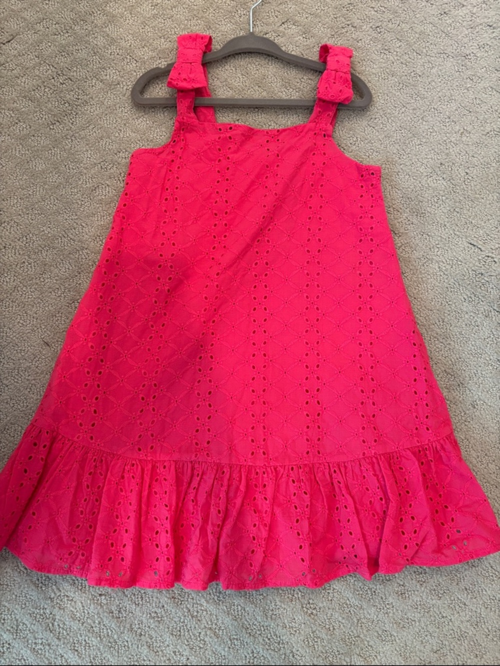 Janie and Jack Bright Pink Eyelet Ruffle Sundress